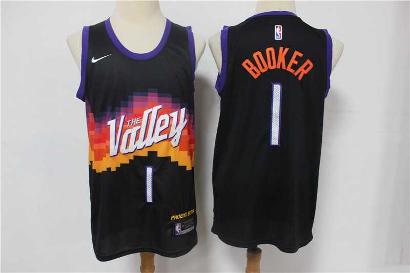 Men Phoenix Suns 1 Booker Black Nike City Edition NBA Jerseys